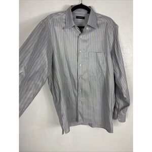 ERMENEGILDO ZEGNA Size L‎ Blue Stripes Cotton Button Up Long Sleeve Shirt